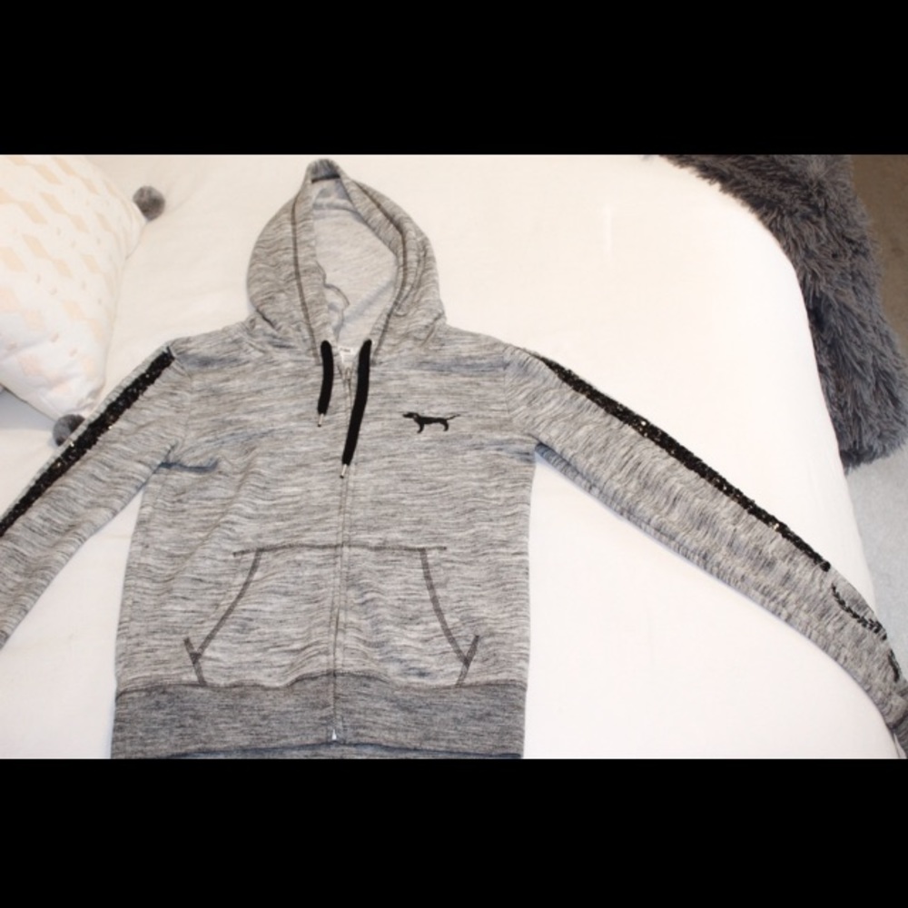 Grey Sequin PINK Hoodie